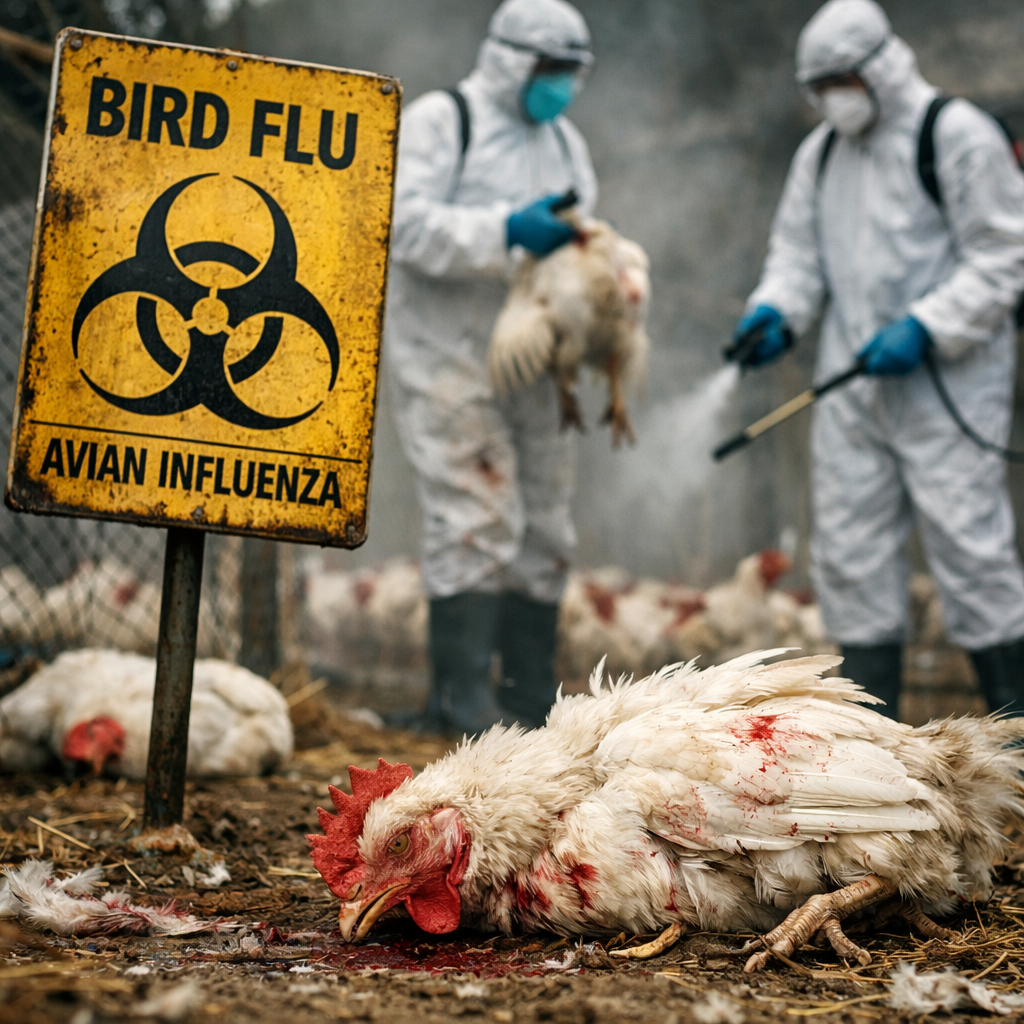 ai द्वारा बनाई गई बर्ड फ्लू की प्रतिकात्मक तस्वीर।