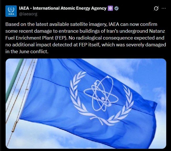 iran natanz nuclear plant damage iaea satellite report 2026