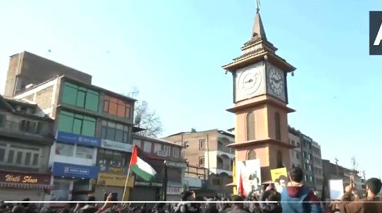 kashmir shia muslims protest lal chowk khamenei killing israel us strikes