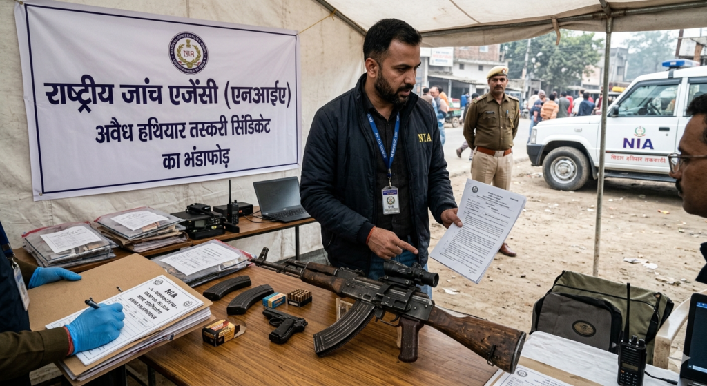 NIA team investigation Bihar illegal weapons case AK-47 rifle seized in Bihar 2024 case